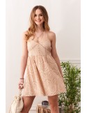 Dark beige summer dress with straps 80640 - Online store - Boutique